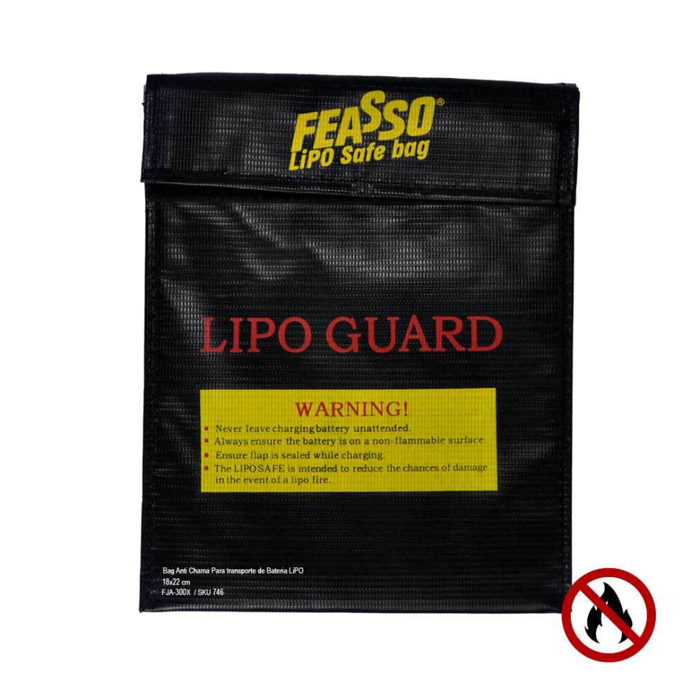 Capa Protetora Antichamas P/ Baterias LiPO Preta - Imagem 2