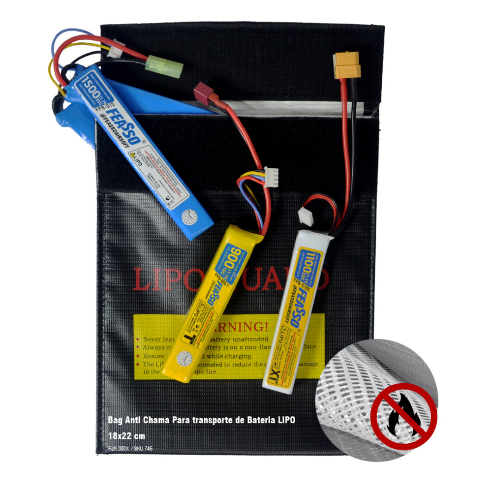 Capa Protetora Antichamas P/ Baterias LiPO Preta - Imagem 3